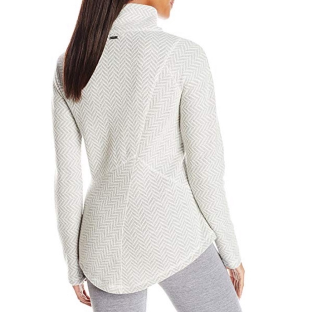 Prana Mattea Mock Pullover Sweater Gray Wool Blend Herringbone - Picture 2 of 8